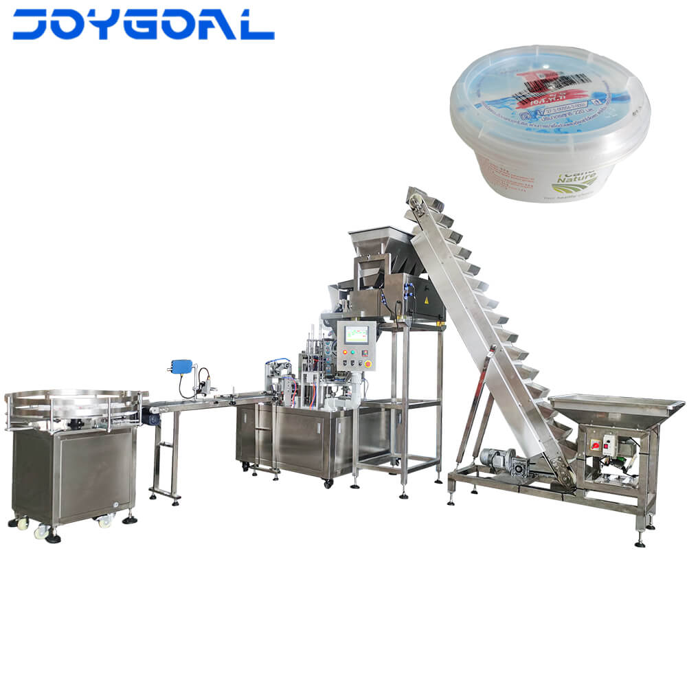 全自動提升機(jī)稱重盤食鹽杯盒灌裝封口機(jī)