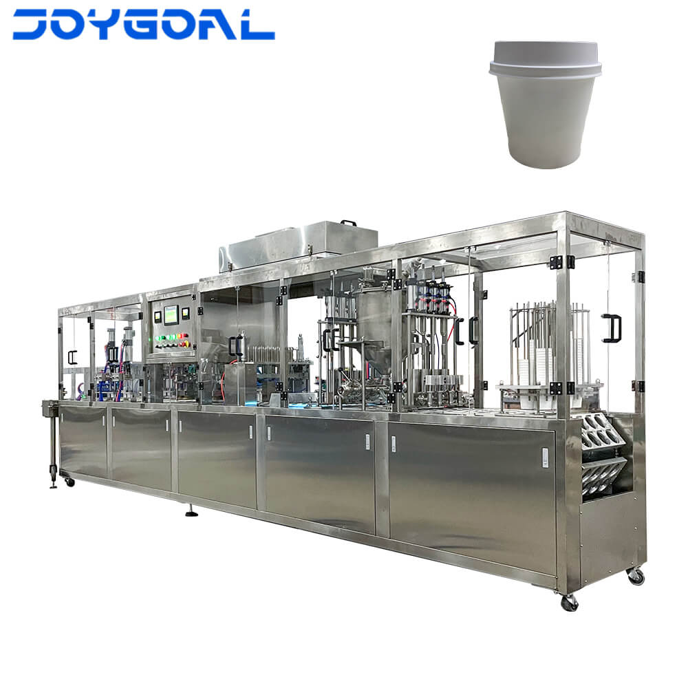 全自動酸奶扣蓋杯盒灌裝封口機(jī)